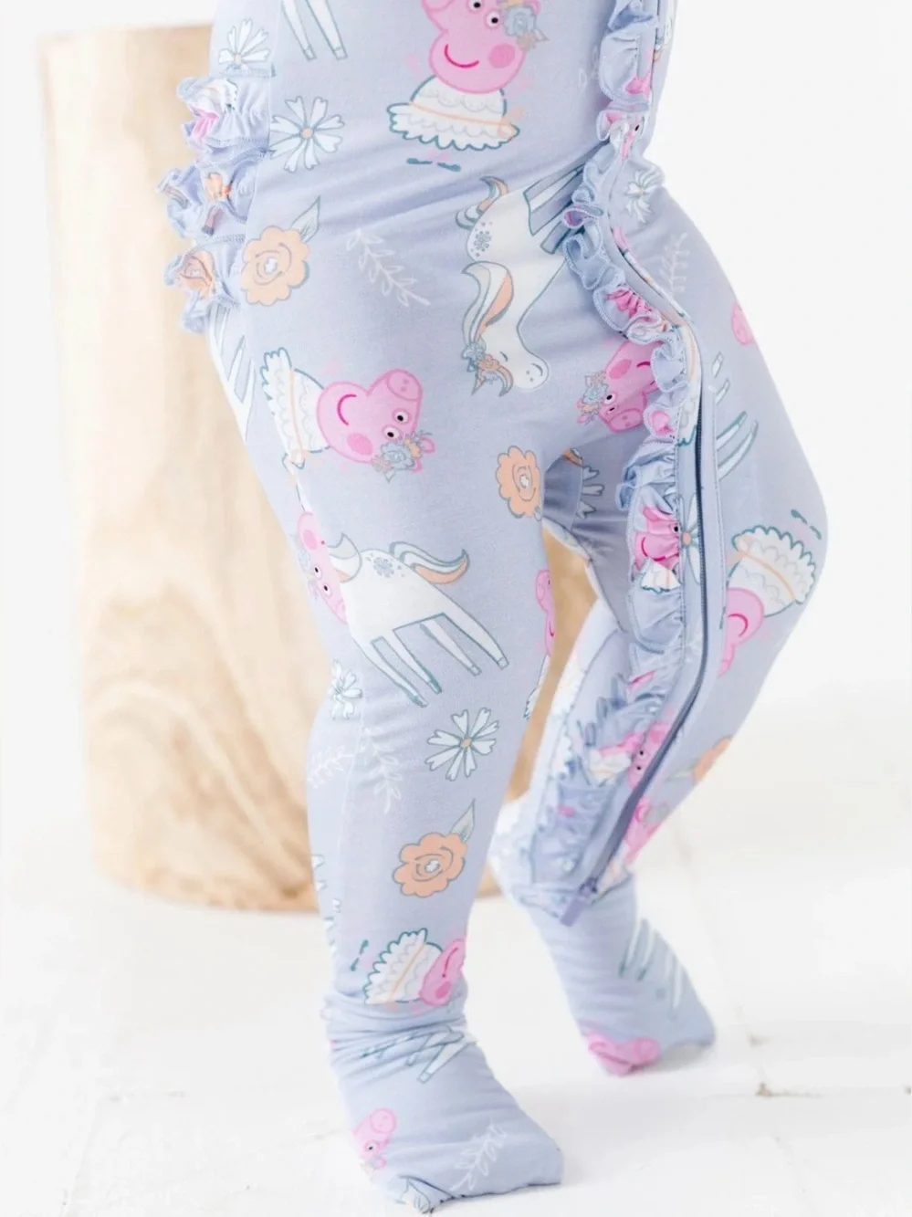 BUMS & ROSES Baby Girl Peppa Pig Bamboo Ruffle Romper - 0-3M